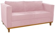 Sofá 2 Lugares Europa Suede Rosa Bebê ADJ Decor