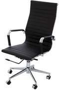 Cadeira Office Eames Alta Courissimo Preto com Base Rodizio Cromada - 14692 Sun House