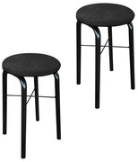 Kit 02 Banquetas Baixa Manu Suede Preto D'Rossi