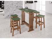 Conjunto Bistrô 4 Banqueta Verde Musgo - Wood Prime MP 33224