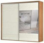 Guarda Roupa Casal com Espelho 267cm 2 Portas 100% MDF TW603E Freijó/O