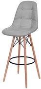 Banqueta Eames Botone Cor Cinza Base Madeira 1,13 MT (ALT) - 51810 Sun House