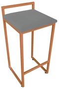 Banqueta Alta Industrial Pietra Suede Base Cobre D'Rossi - Grafite