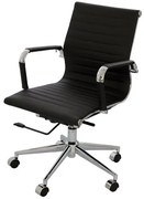 Cadeira Office Eames Baixa Courissimo Preto com Base Rodizio Cromada - 14105 Sun House