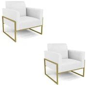 Kit 2 Poltronas Base Industrial Alta Dourado Marisa Corino D03 - D'Rossi - Branco