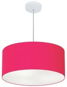 Lustre Pendente Cilíndrico Md-4100 Cúpula em Tecido 50x25cm Rosa Pink - Bivolt