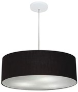 Lustre Pendente Cilíndrico Md-4217 Cúpula em Tecido 50x15cm Preto - Bivolt