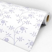 Papel de parede adesivo floral roxo e branco