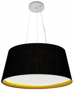 Lustre Pendente Cone Md-4015 Cúpula em Tecido 25/60x50cm Preto / Amarelo - Bivolt