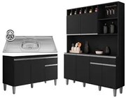 Cozinha Compacta Alice e Balcão Gabinete Com Pia Tatiane 120cm Preto -