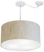 Lustre Pendente Cilíndrico Com Desvio Md-4264 Cúpula em Tecido 55x30cm Rustico Bege - Bivolt