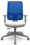 Cadeira Brizza Diretor Grafite Tela Azul Assento Aero Branco Base RelaxPlax Piramidal - 66326 Sun House