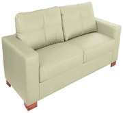 Sofá 2 Lugares Sala de Estar Pés Madeira kenny 160 cm Couro Off White G43 - Gran Belo