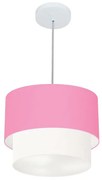 Lustre Pendente Duplo Cilíndrico Vivare Md-4161 Cúpula em Tecido 30x25cm - Bivolt