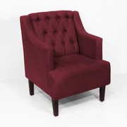 Poltrona Classic Suede Bordô Pés Palito Sala, Quarto, Decoração