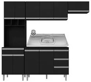 Cozinha Modulada 5 Peças Balcão com Pia 120cm Andréia Preto - AJL Móve