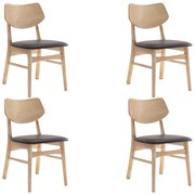 Kit 4 Cadeiras Decorativas Sala e Escritório Zion Madeira Natural (PU) Café G56 - Gran Belo