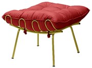 Puff Decorativo Sala de Estar Abel Pés Dourado Suede Vermelho G41 - Gran Belo