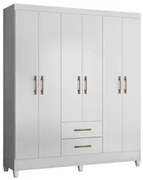 Guarda Roupa Casal 6 Portas 2 Gavetas 153cm Paraná M07 Branco - Mpozen