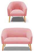 Sofá Namoradeira e Poltrona Pé Palito Castanho Stella Suede D03 - D'Rossi - Rose