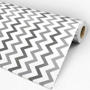 Papel de Parede Chevron Cinza e Branco 0.52m x 3.00m