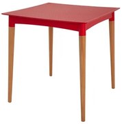 Mesa Tramontina Laura Rattan 70 cm em Polipropileno Vermelho com Pernas de Madeira