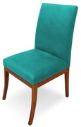 Cadeira Raquel para Sala de Jantar Base de Eucalipto Suede Azul Tiffany