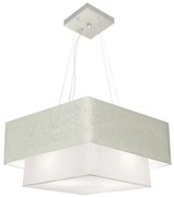 Lustre Pendente Duplo Quadrado Vivare Md-4066 Cúpula em Tecido 50x35cm Rustico Cinza / Branco - Bivolt