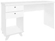 Mesa Para Computador Escrivaninha 2 Gavetas Sky Branco - Artany