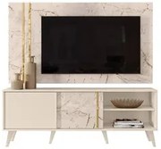 Rack Com Painel Para TV Até 65 Pol. Cronos Calacata/Off White - Madete