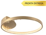 Plafon Millenium Redondo Ø50X07Cm Metal Dourado 31W Led 3000K - Bella...