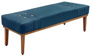 Recamier Decorativo 90cm Kors Veludo Pés de Madeira Azul Marinho G63 - Gran Belo