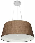 Lustre Pendente Cone Md-4015 Cúpula em Tecido 25/60x50cm Café / Branco - Bivolt