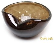 Bowl 1 Tela Fumê com Ouro Murano Cristais Cadoro