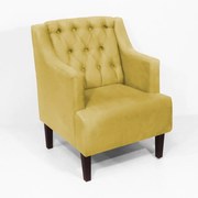 Poltrona Classic Suede Amarelo Pés Palito Sala, Quarto, Decoração