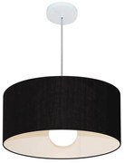 Lustre Pendente Cilíndrico 4052 Cúpula em Tecido 50x21cm Preto - Bivolt