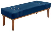 Recamier Decorativo 160cm Kors Suede Pés de Madeira Azul Marinho G63 - Gran Belo