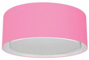 Plafon Duplo Cilíndrico Md-3036 Cúpula em Tecido 50x25cm Rosa Bebê - Bivolt