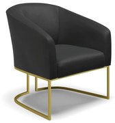 Cadeira Sala de Jantar Base Industrial Dourado Stella Sintético D03 - D'Rossi - Preto