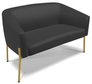 Sofá 2 Lugares Namoradeira Pé de Ferro Dourado Stella Sintético D03 - D'Rossi - Preto
