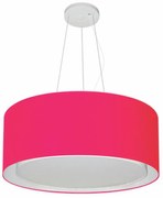 Lustre Pendente Cilíndrico Duplo Md-4124 Cúpula em Tecido 50x25cm Rosa Pink - Bivolt