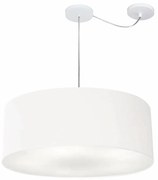 Lustre Pendente Cilíndrico Com Desvio Md-4266 Cúpula em Tecido 60x21cm Branco - Bivolt