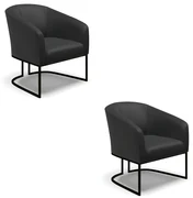 Poltrona Decorativa Industrial Preto Kit 2 Stella Sintético D03 - D'Rossi - Preto