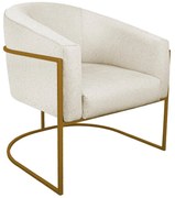 Poltrona Luiza Base de Ferro Dourado Linho - ADJ Decor