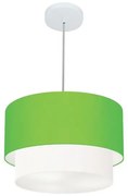 Pendente Cilíndrico Verde Limão e Branco MJ-4160 Para Mesa de Jantar e Estar