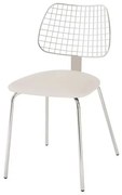 Cadeira Steel Chair Assento Dunas Branco com Pes Cromados - 46692 Sun House