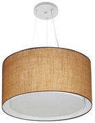 Lustre Pendente Cilíndrico Duplo Md-4299 Cúpula em Tecido 45x30cm Palha - Bivolt