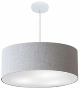 Lustre Pendente Cilíndrico Md-4079 Cúpula em Tecido 60x21cm Rustico Cinza - Bivolt