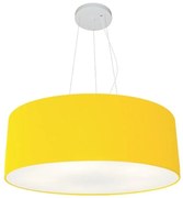 Lustre Pendente Cilíndrico Md-4070 Cúpula em Tecido 80x30cm Amarelo - Bivolt