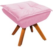 Puff Decorativo Base Giratória em Madeira Charger Suede Rosa G19 - Gran Belo